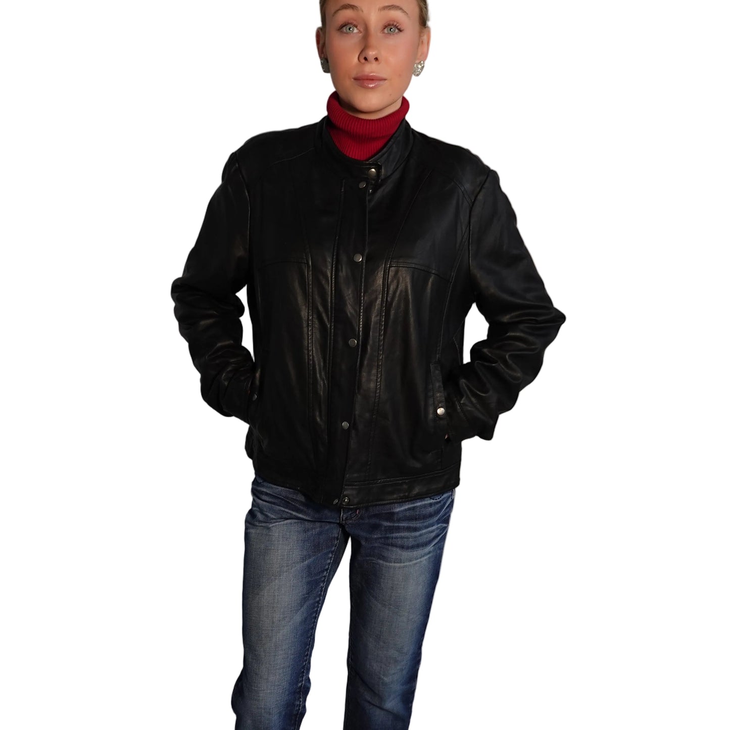 Bernardo Black Faux Leather Moto Jacket-XL