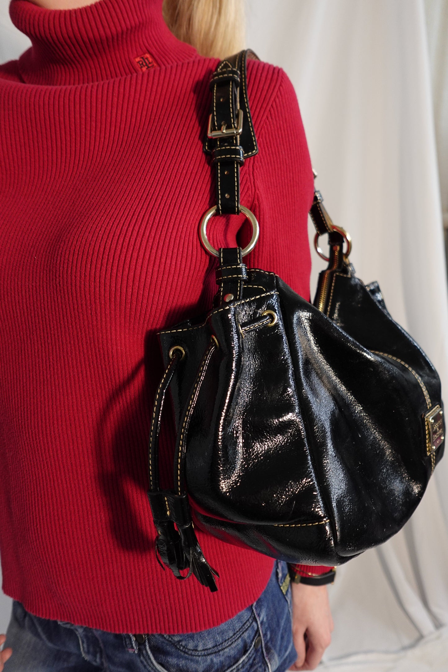 Dooney & Bourke Black Patent Leather Shoulder Bag
