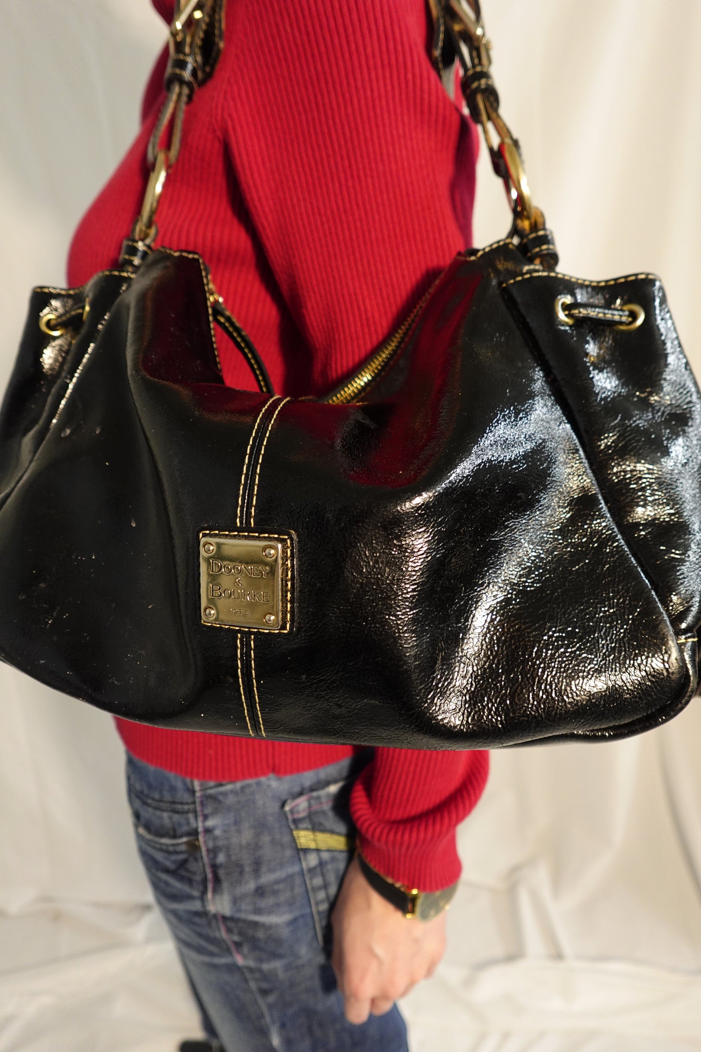 Dooney & Bourke Black Patent Leather Shoulder Bag