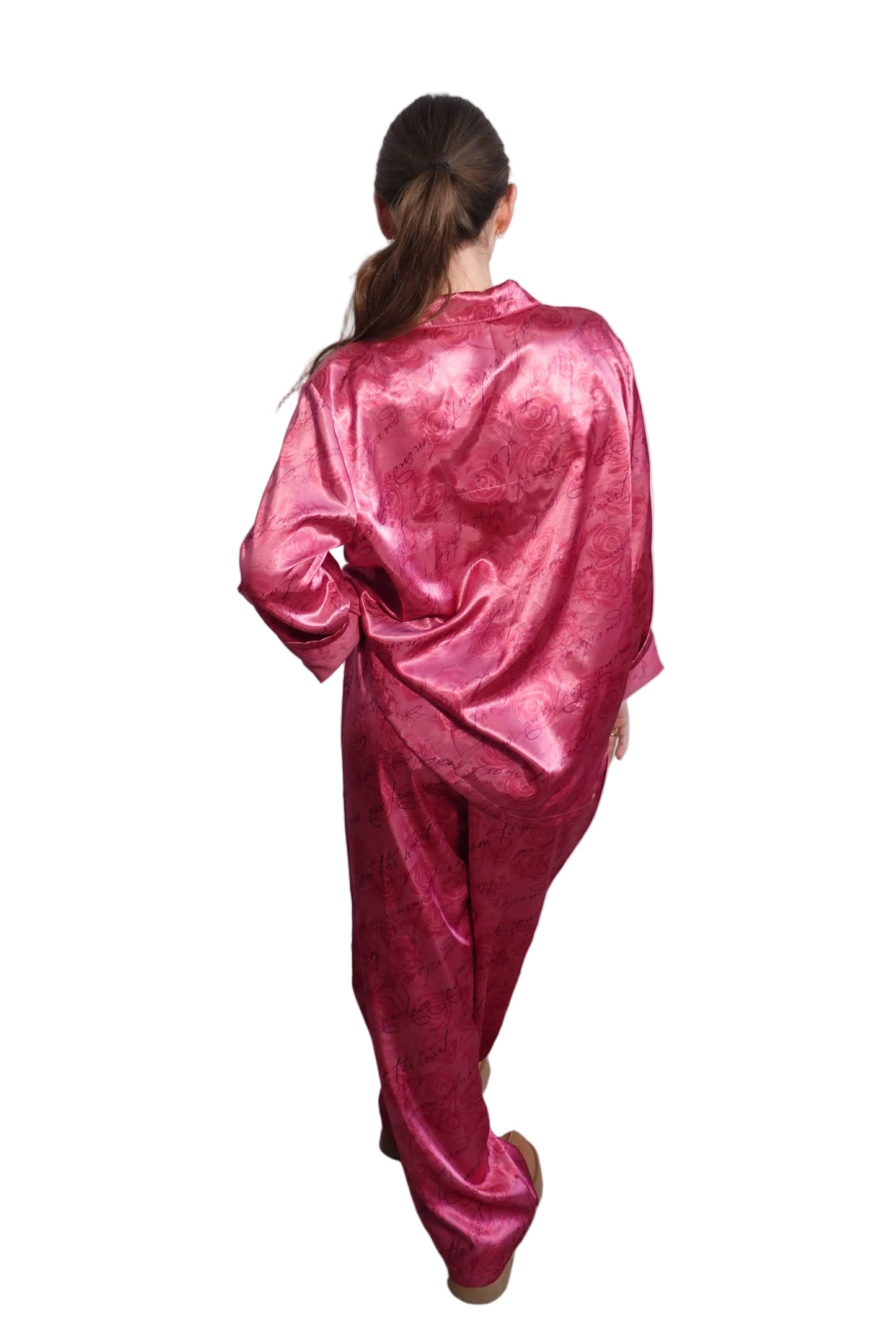 Valerie Stevens Pink Silk PJ Set(L)