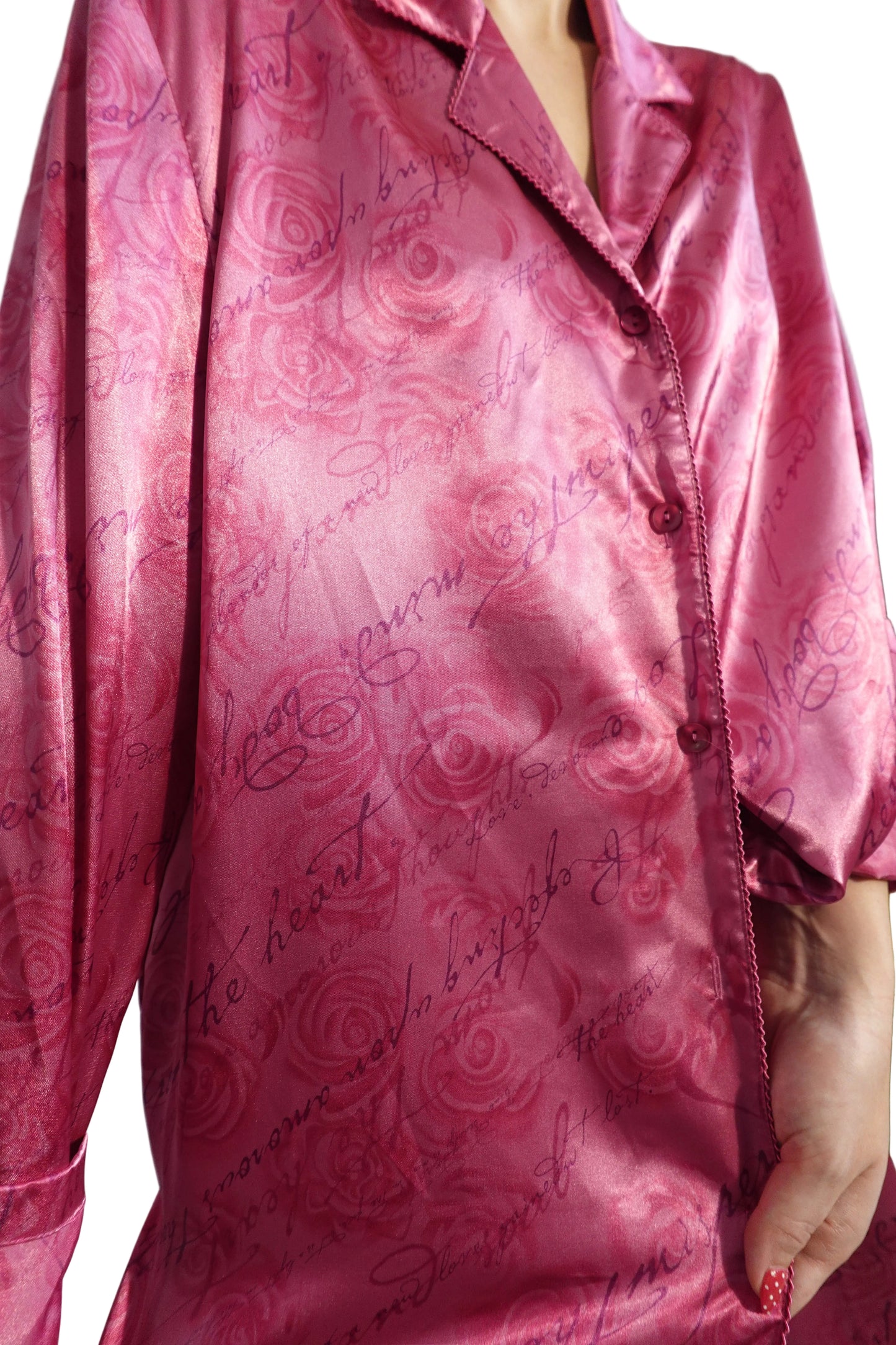 Valerie Stevens Pink Silk PJ Set(L)