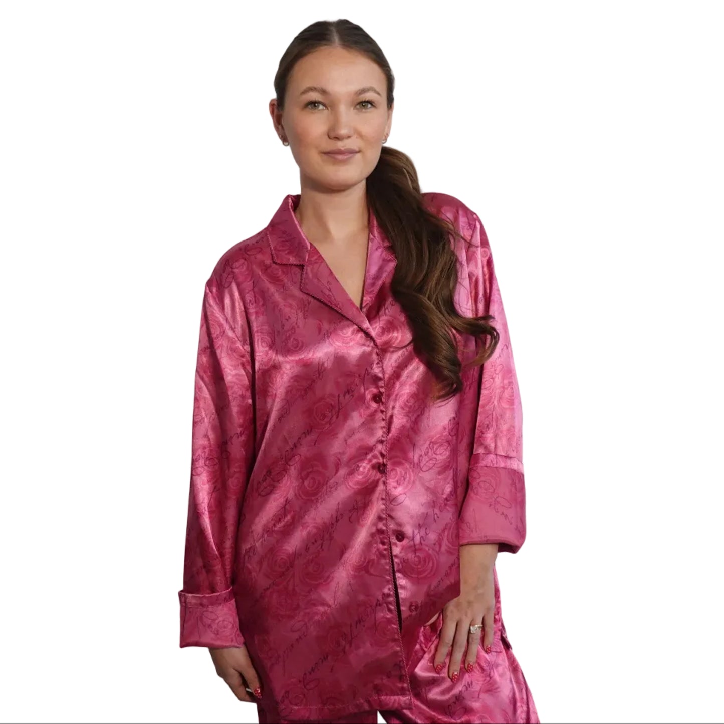 Valerie Stevens Pink Silk PJ Set(L)