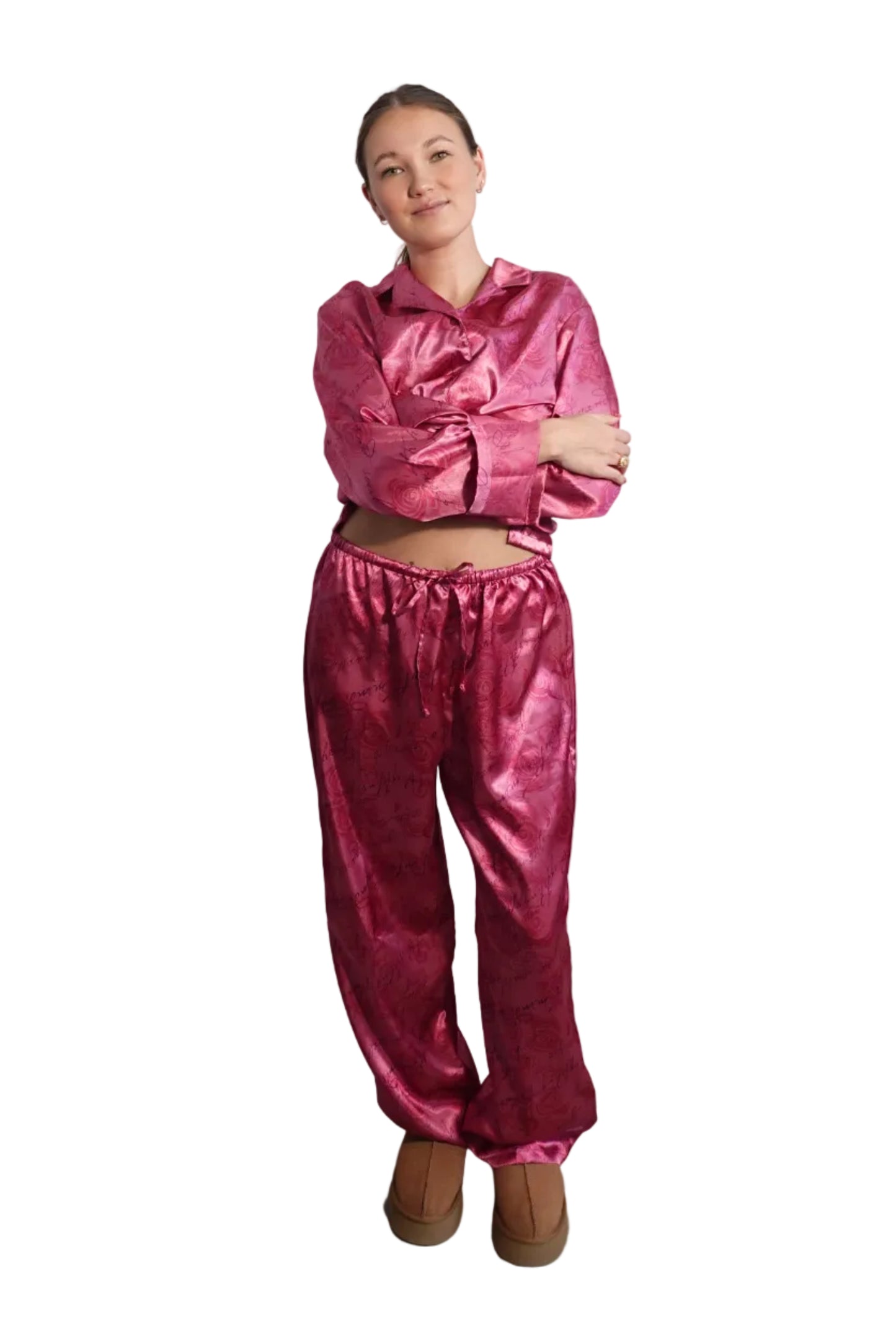 Valerie Stevens Pink Silk PJ Set(L)