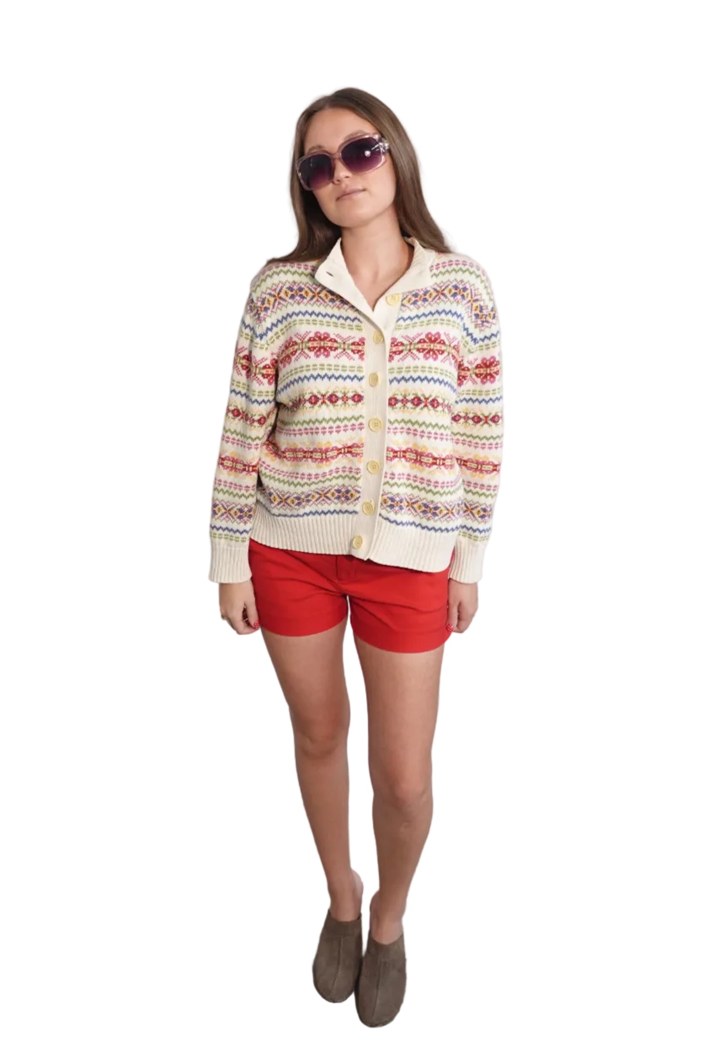 Tiara International Fair Isle Knit Cardigan-M