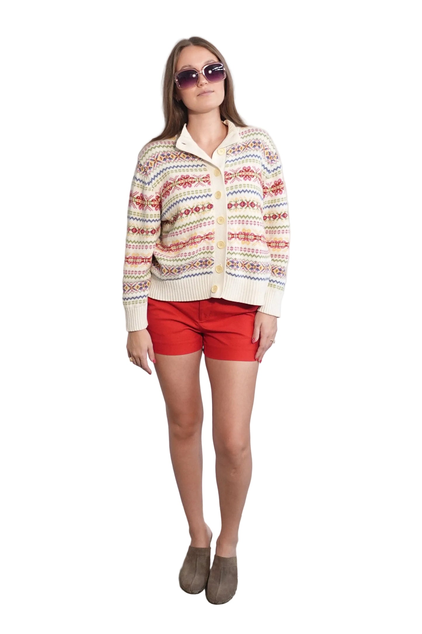 Tiara International Fair Isle Knit Cardigan-M