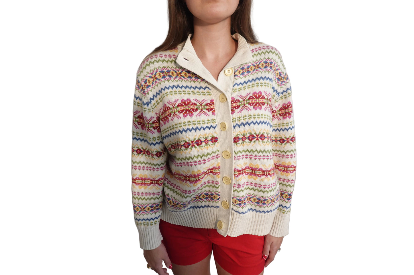 Tiara International Fair Isle Knit Cardigan-M