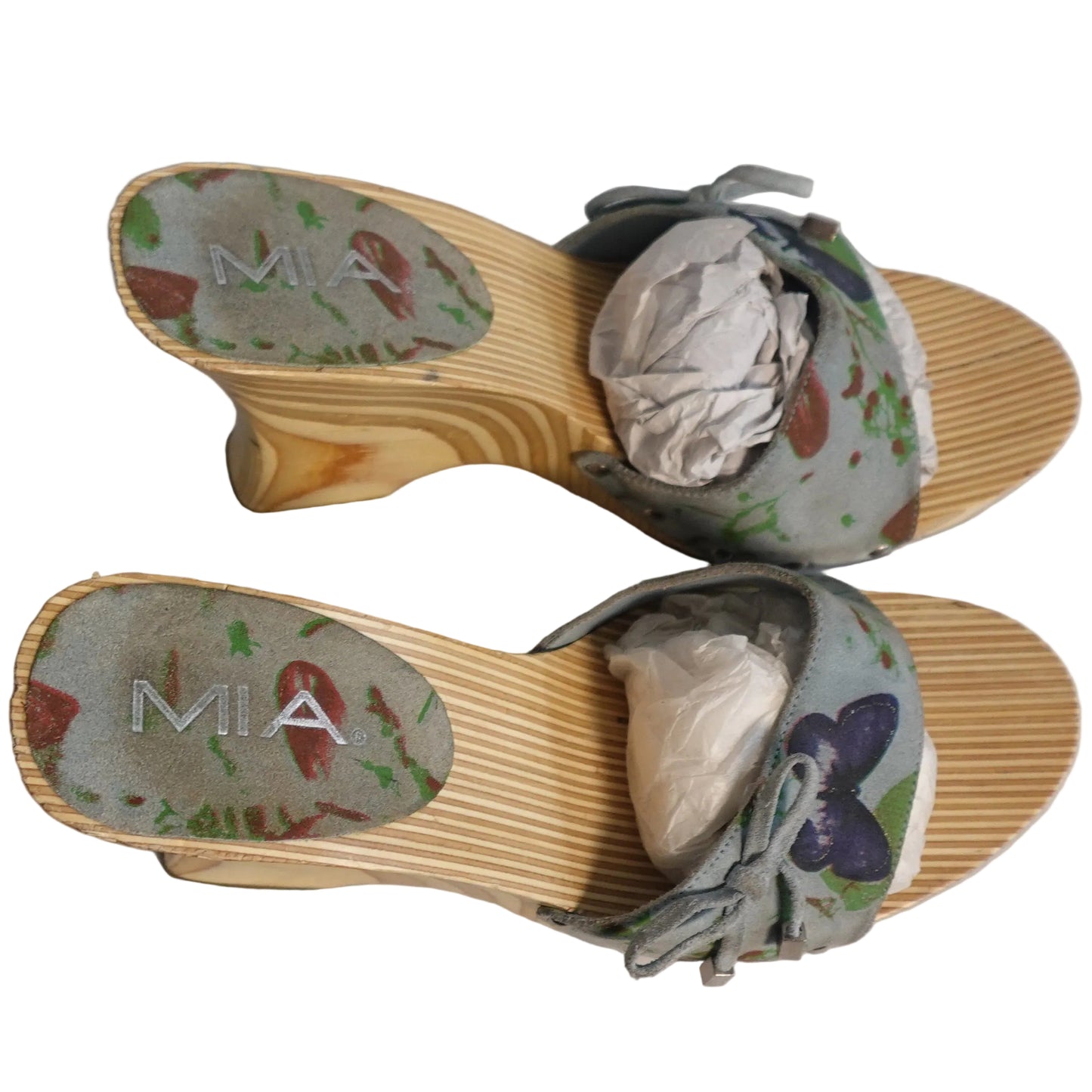 Butterfly Suede and Wood Wedge