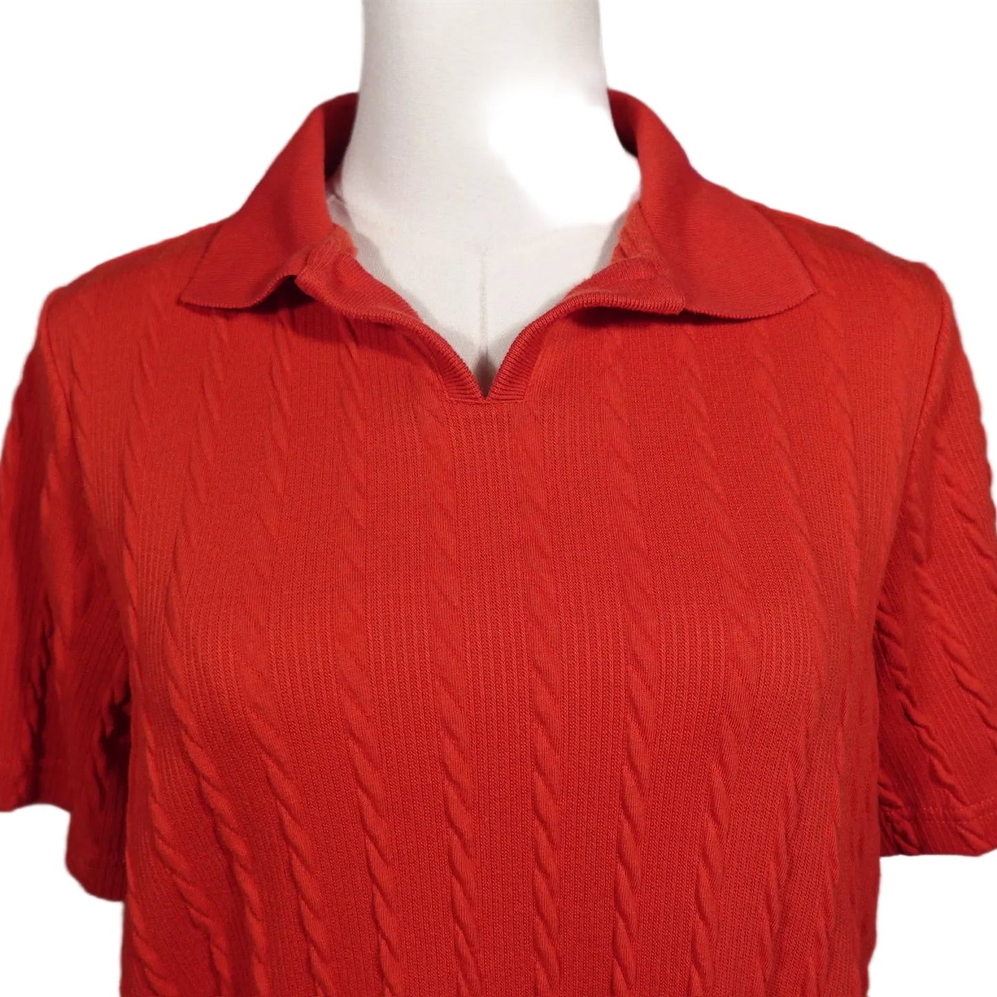 Cherry Red Blair Knit Polo Top-S