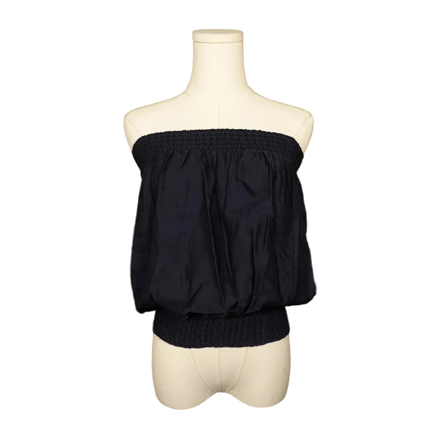Navy Smocked Strapless Bubble Top