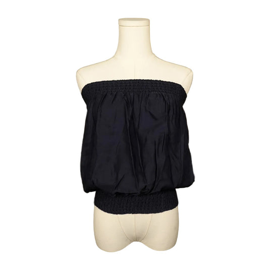 Navy Smocked Strapless Bubble Top