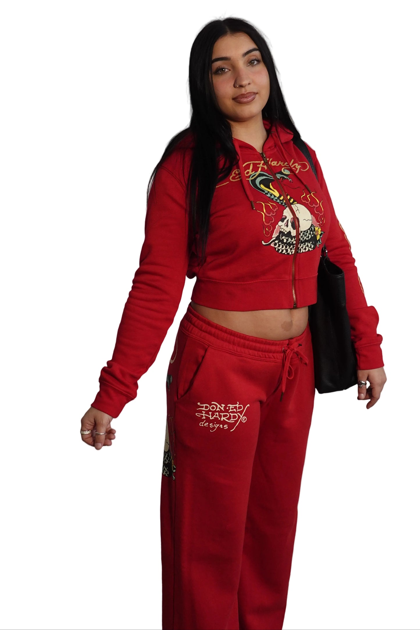 Ed Hardy Red Tracksuit Set - Skull Edition