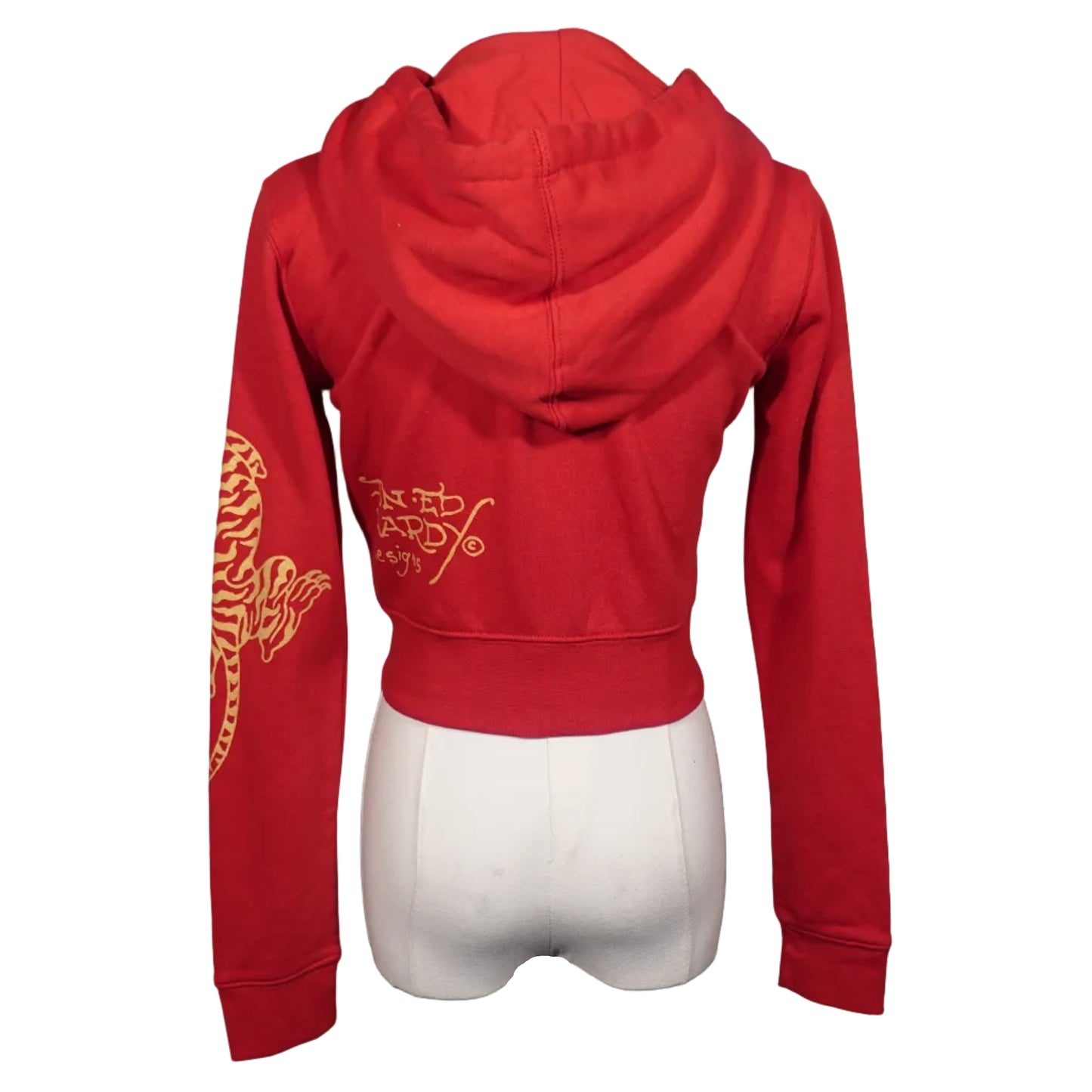 Ed Hardy Tiger and Rose Crop Red Jacket-S