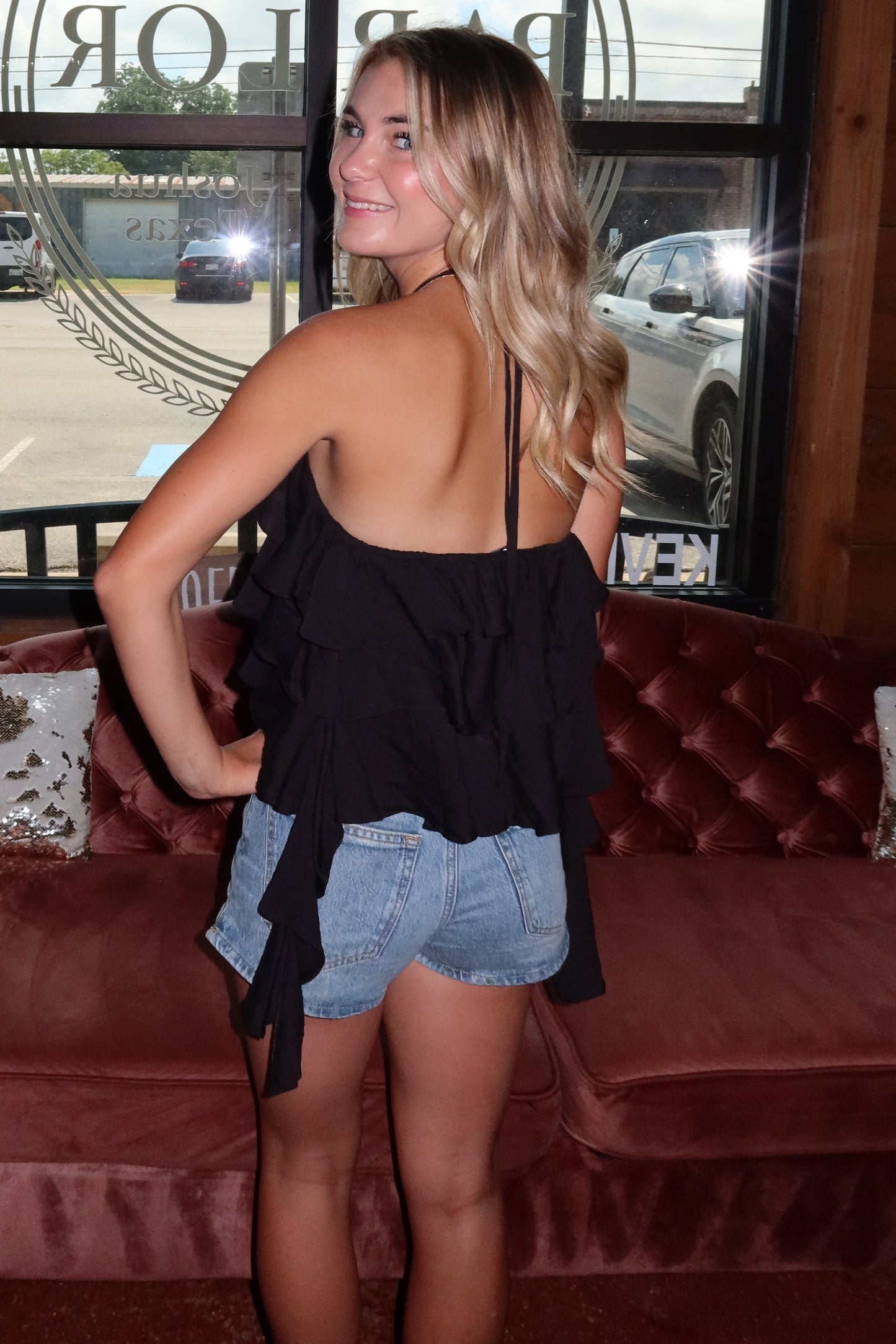 Downtown Ruffle Halter Top