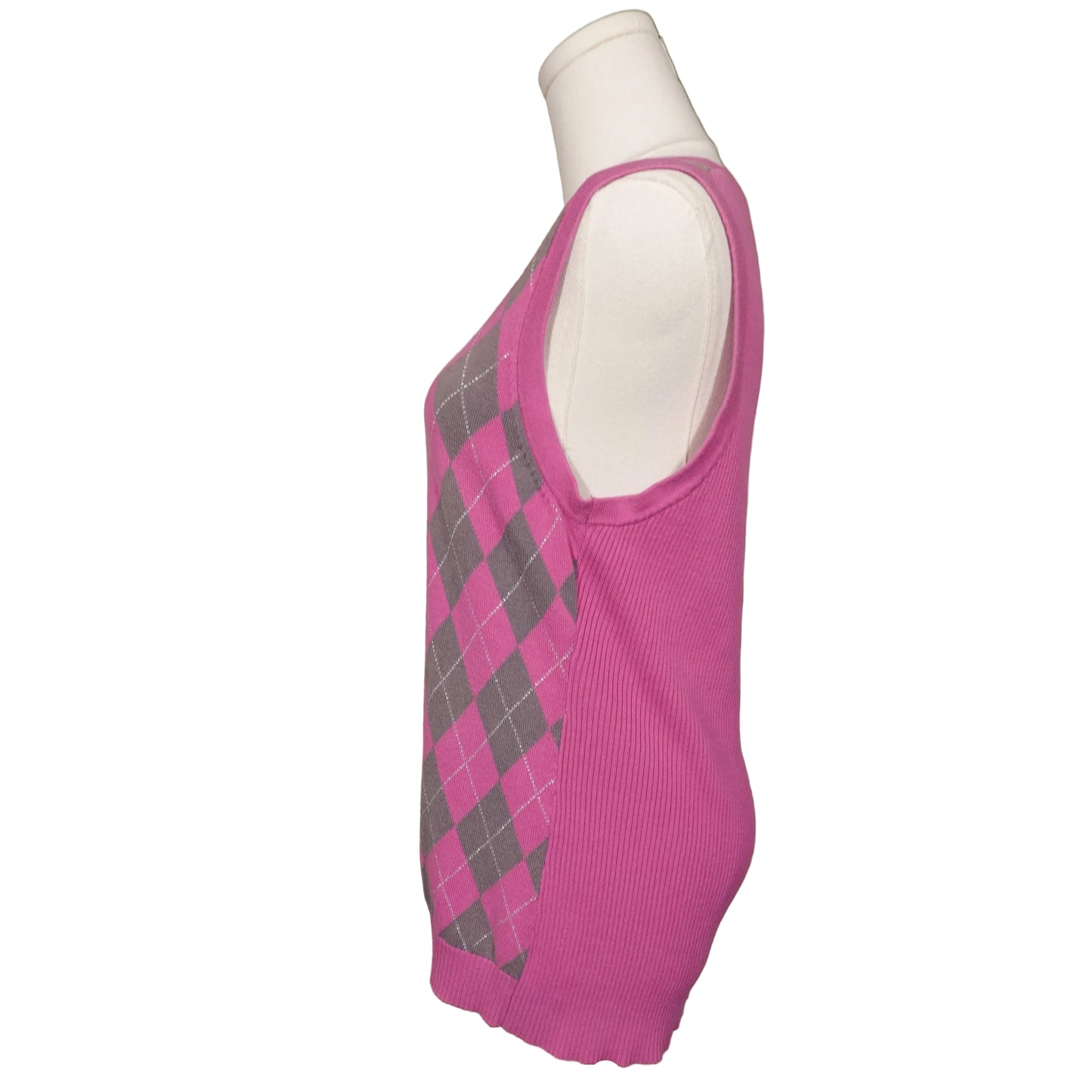 Maggie Lane Pink Plaid Sweater Vest (L)