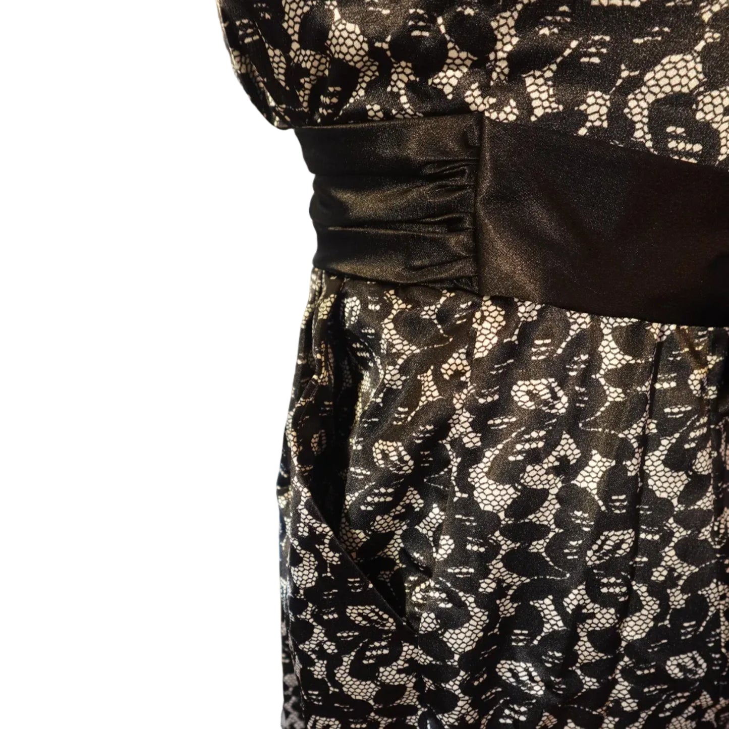 City Triangles Black & Ivory Lace Cocktail Dress-XS