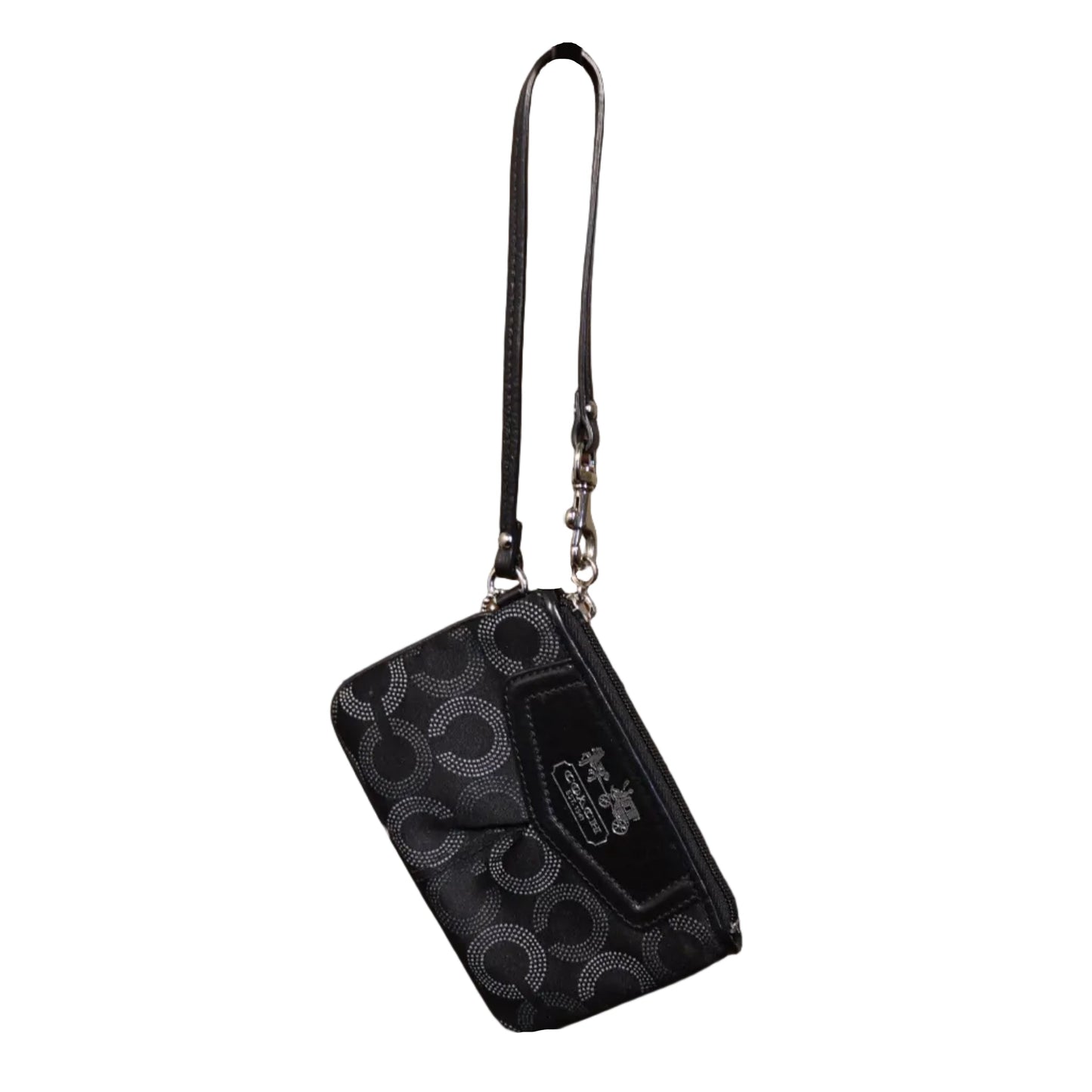 Coach Signature Wristlet / Mini Shoulder Bag – Black & Silver