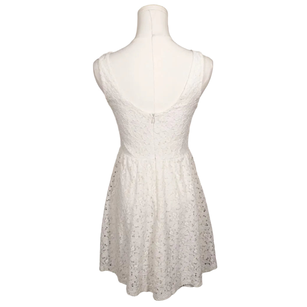 Ivory Lace Fit & Flare Mini Dress-S