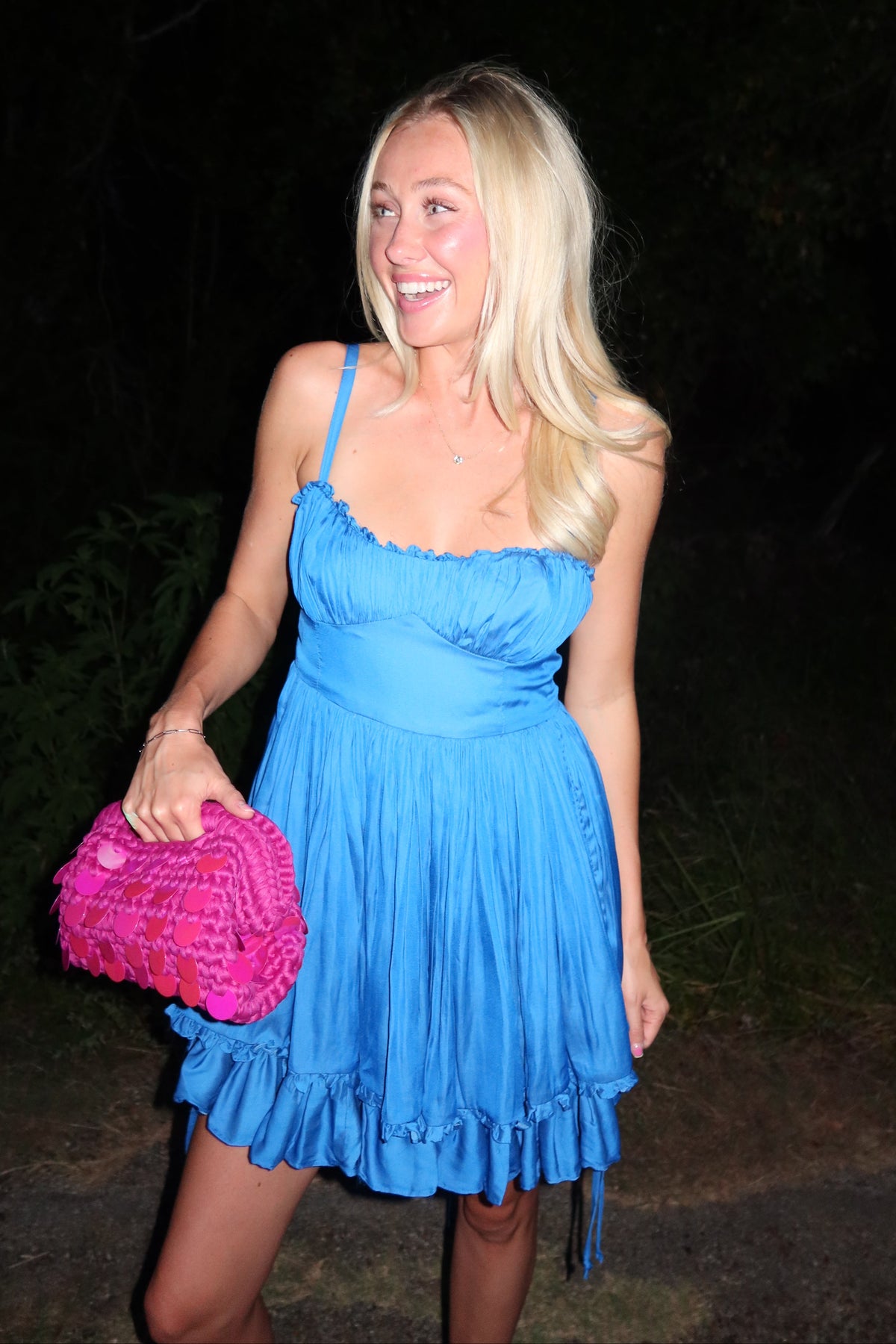 Woven Sequin Mini Handbag - Magenta