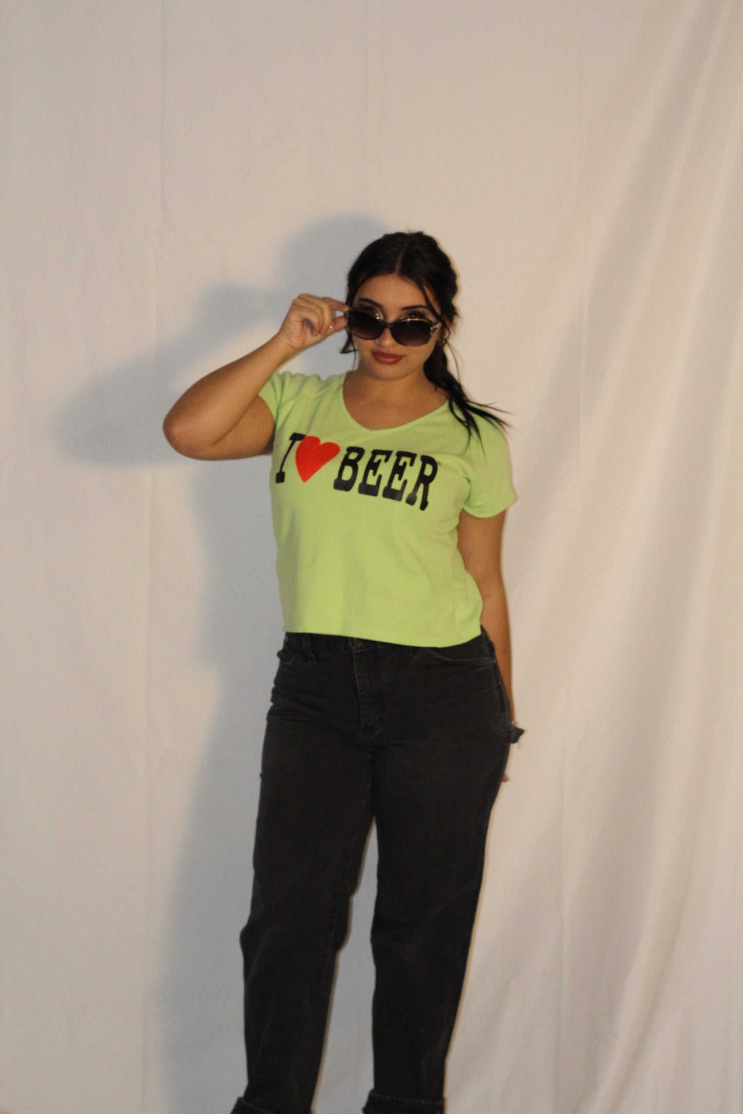 “I ❤️ BEER” Vintage Green Tee