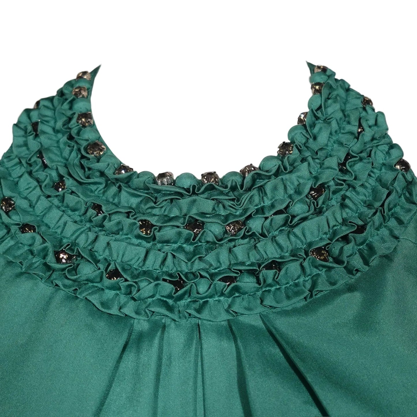 Emerald Satin Embellished Halter Top (XS)