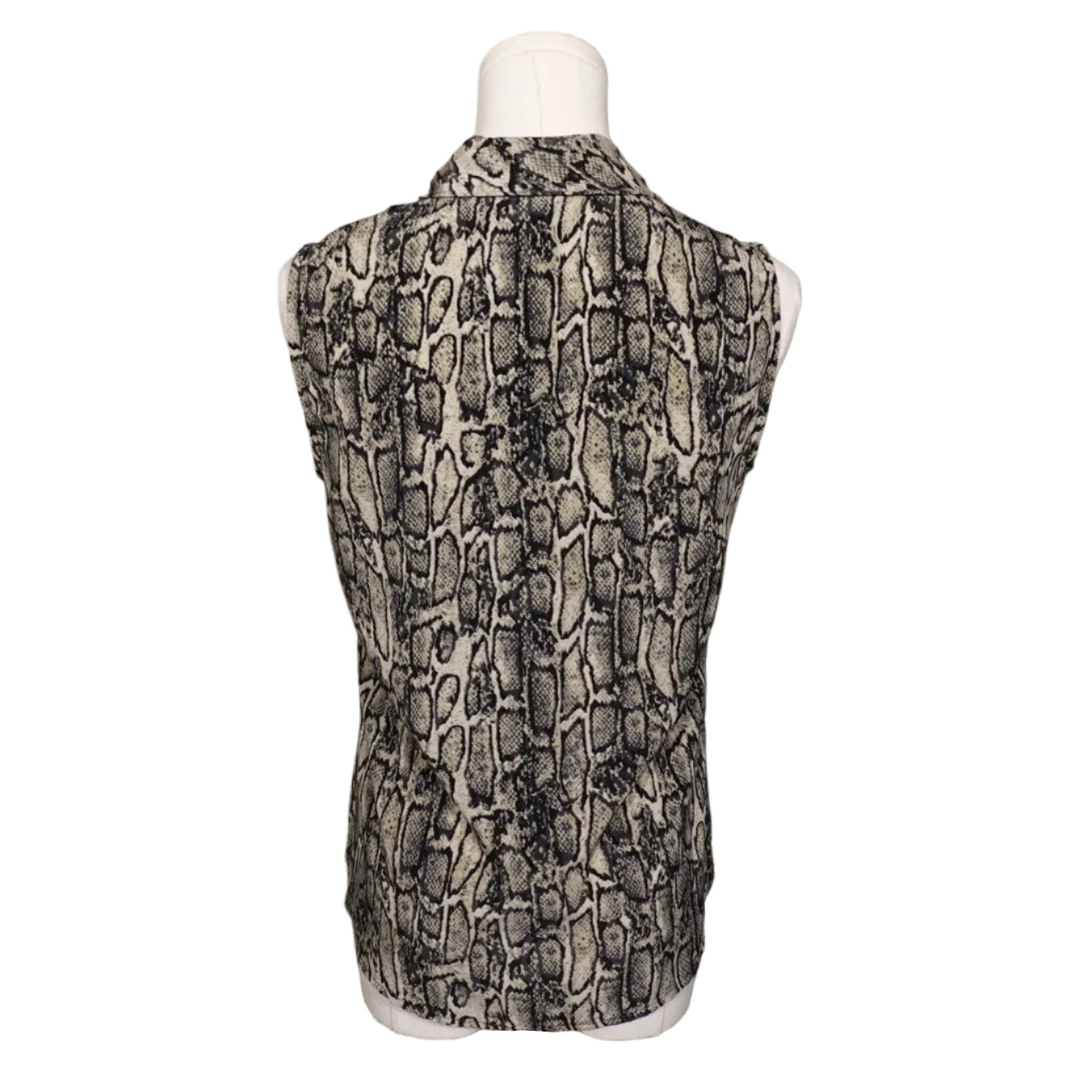 212 Collection Snake Print Tie-Neck Sleeveless Blouse  (XS)