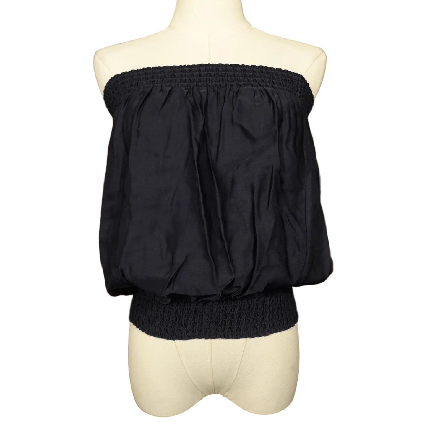 Navy Smocked Strapless Bubble Top
