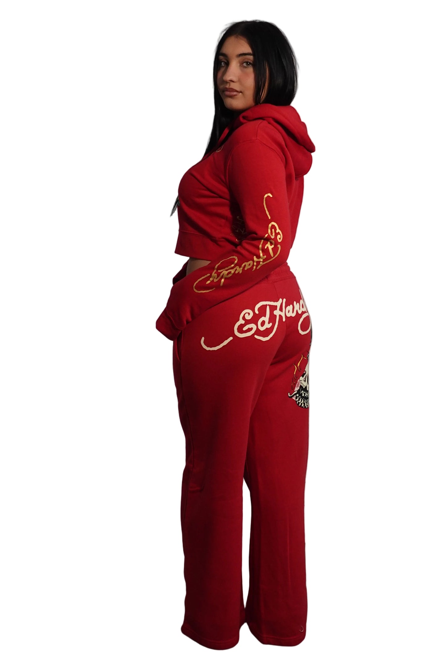 Ed Hardy Red Tracksuit Set - Skull Edition