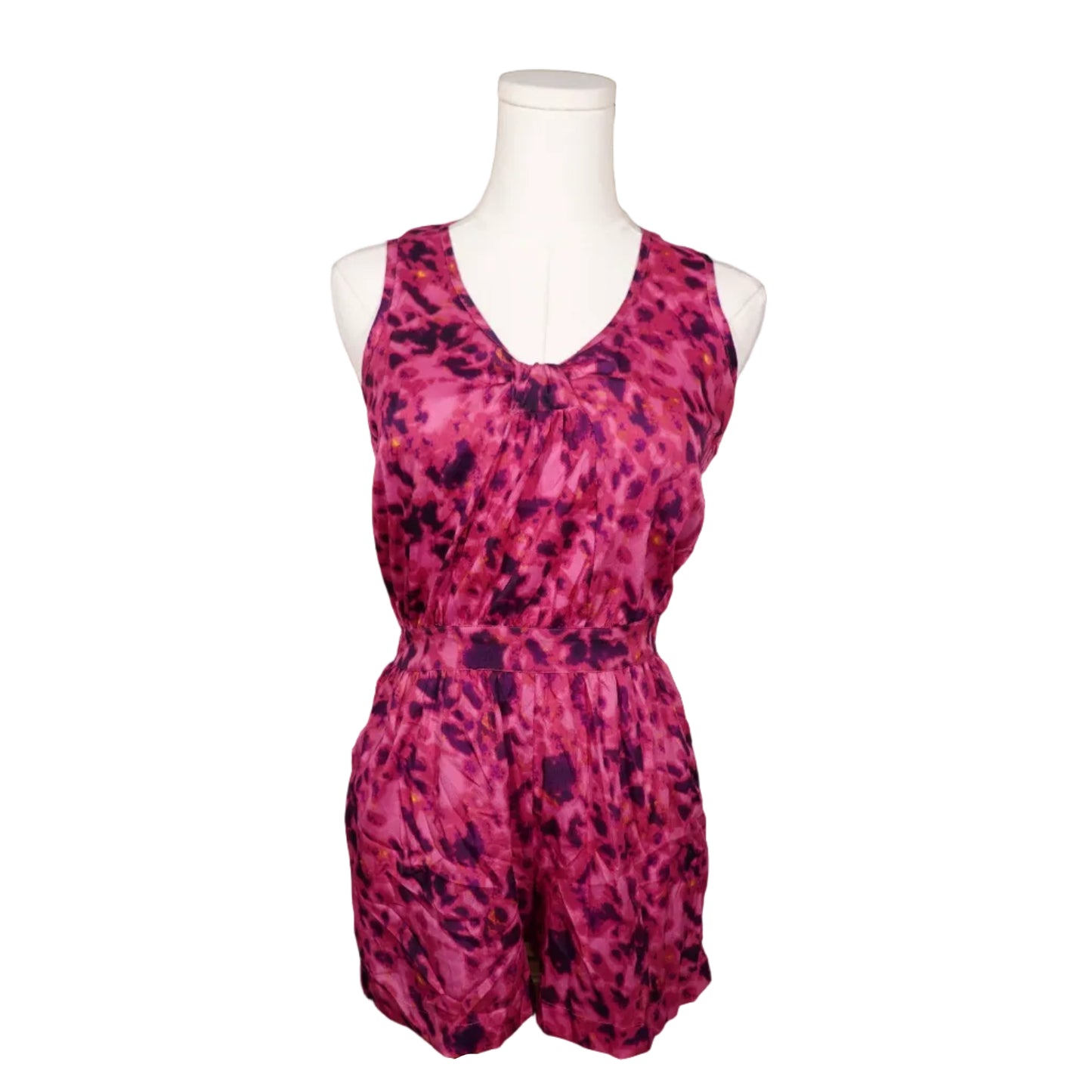 Pink Splash Open-Back Romper-M