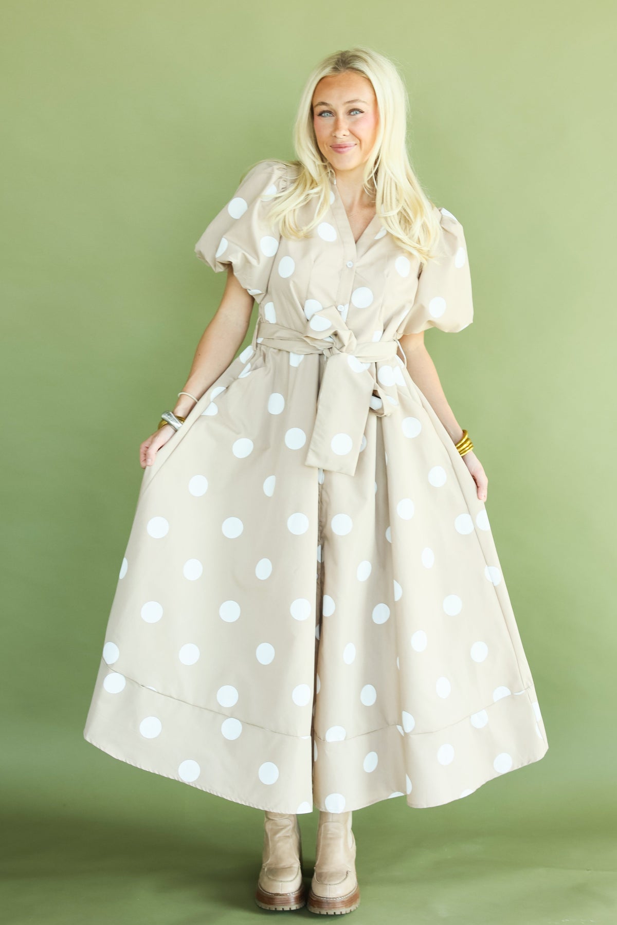 Champagne Dot Maxi Dress