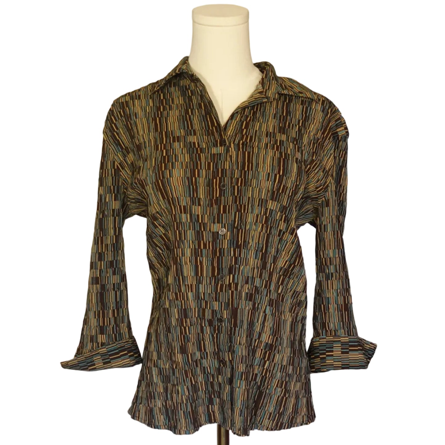 COMO Abstract Geo Button-Up Blouse-M