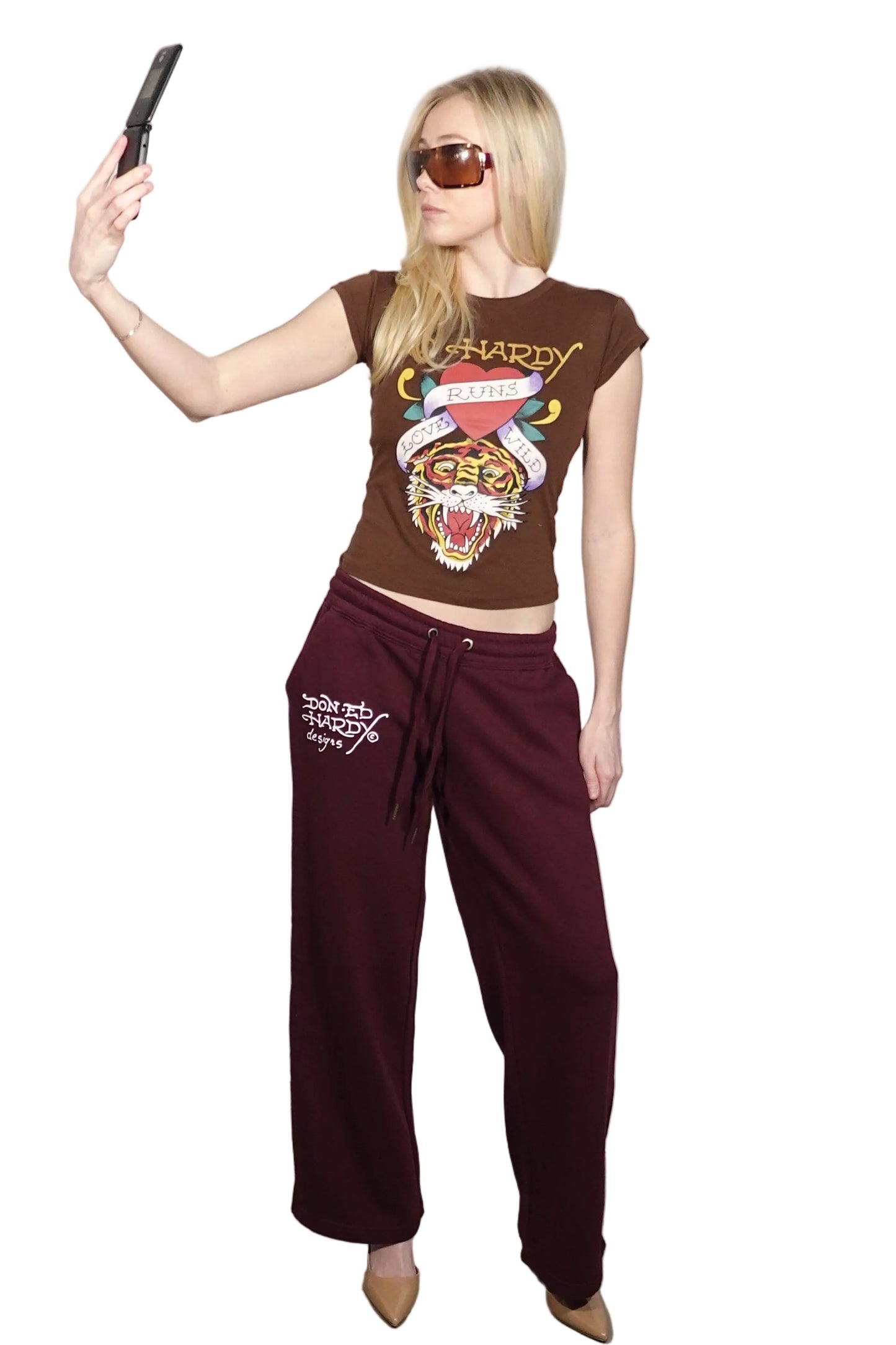 Ed Hardy Burgundy Tiger Sweatpants