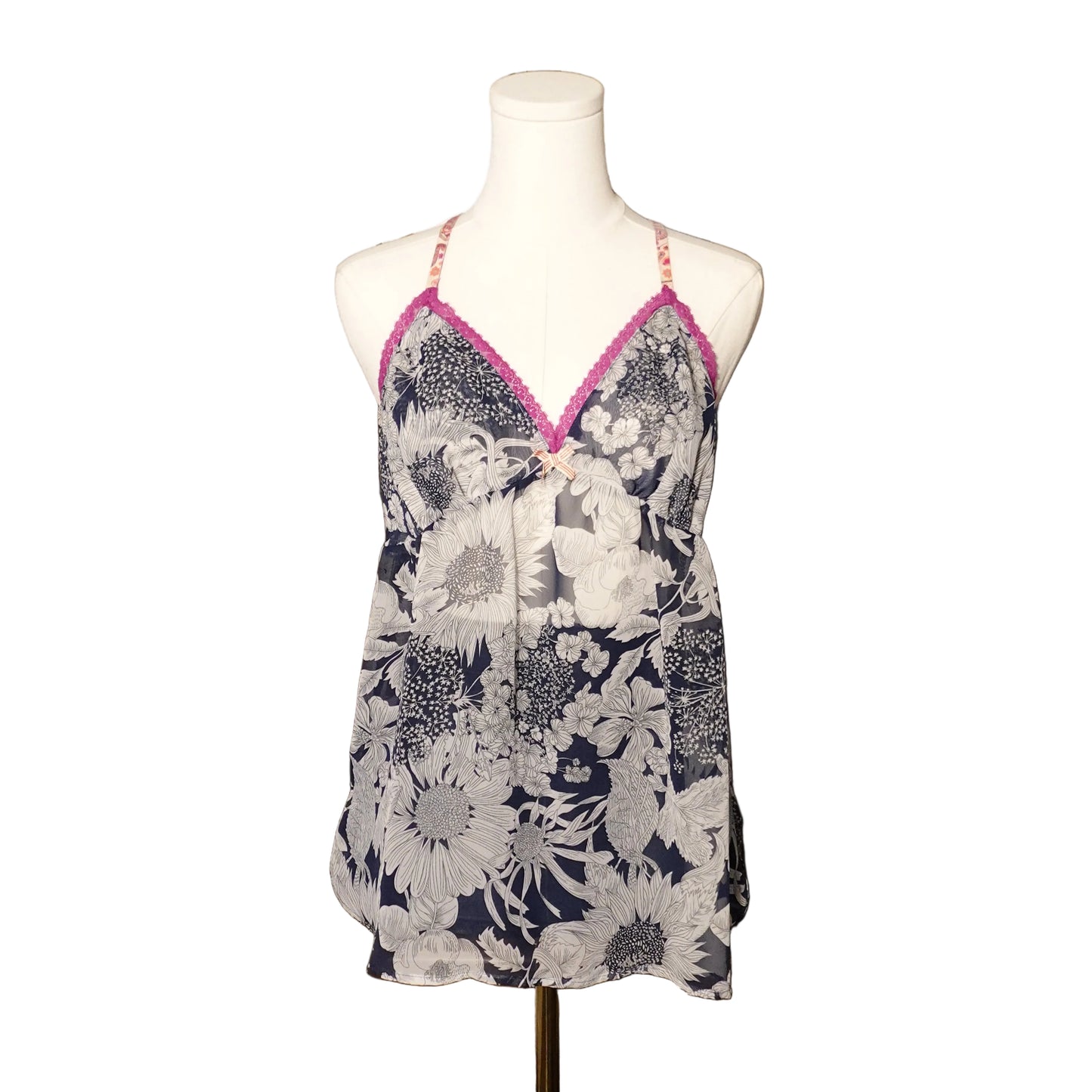 Floral Lace Trim Babydoll Cami (L)