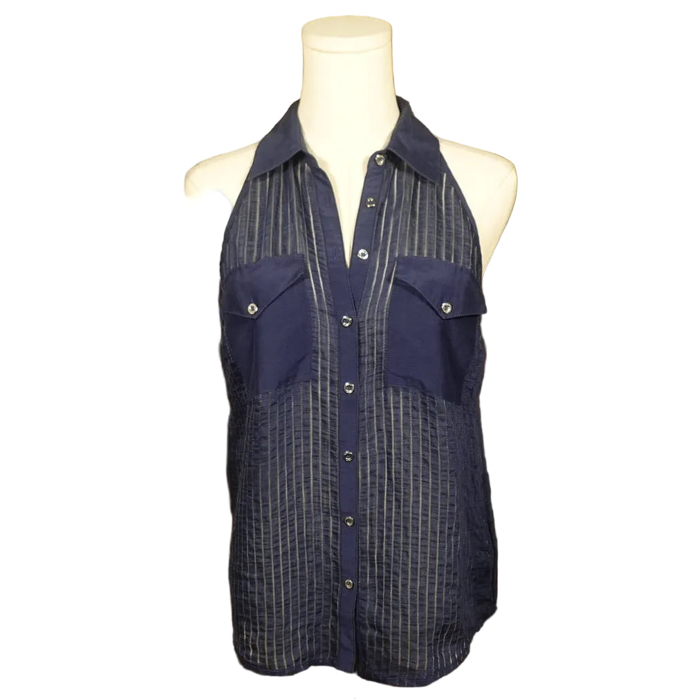 Navy Nights Bebe Halter Top-XXS