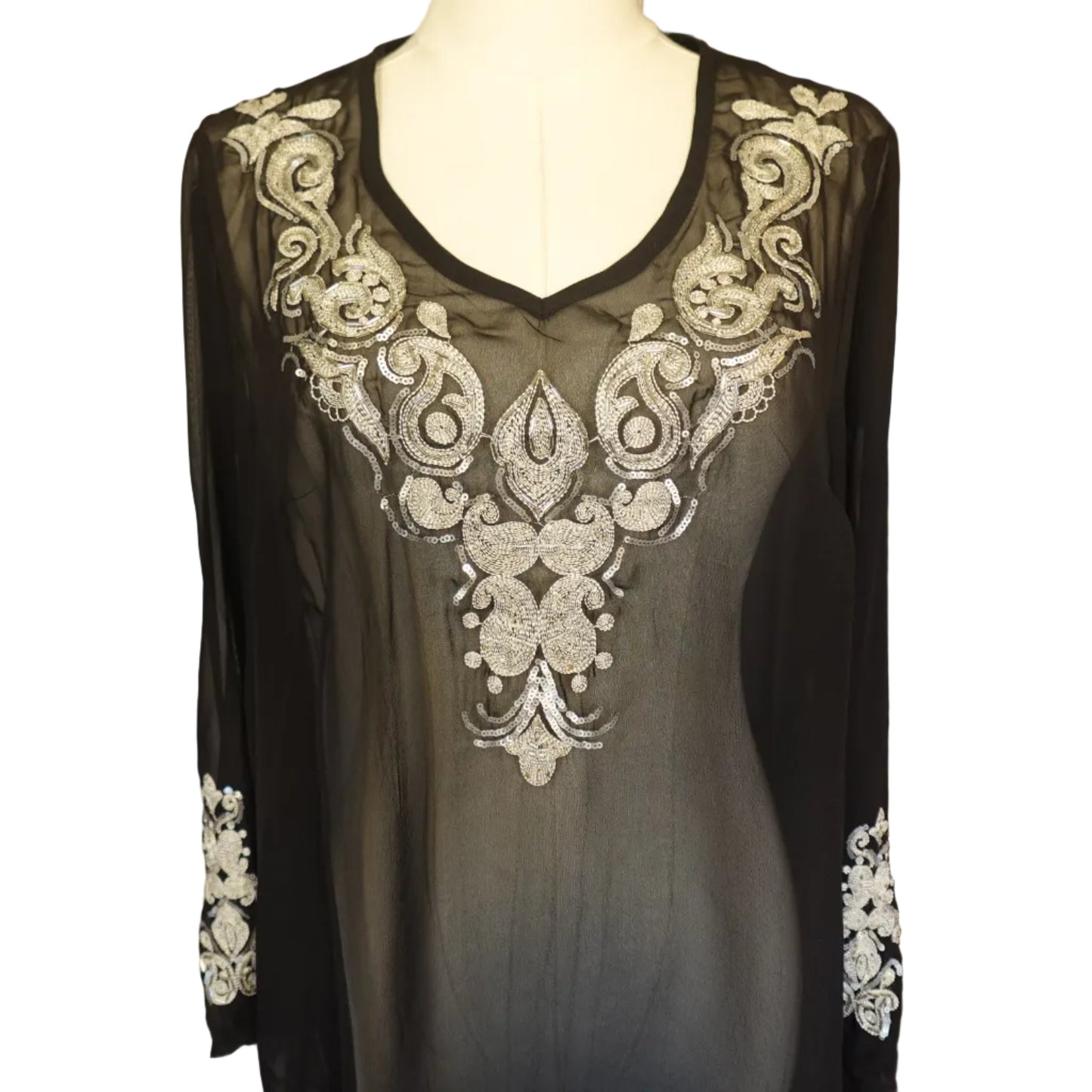 Anthony Embellished Sheer High-Low Tunic-6