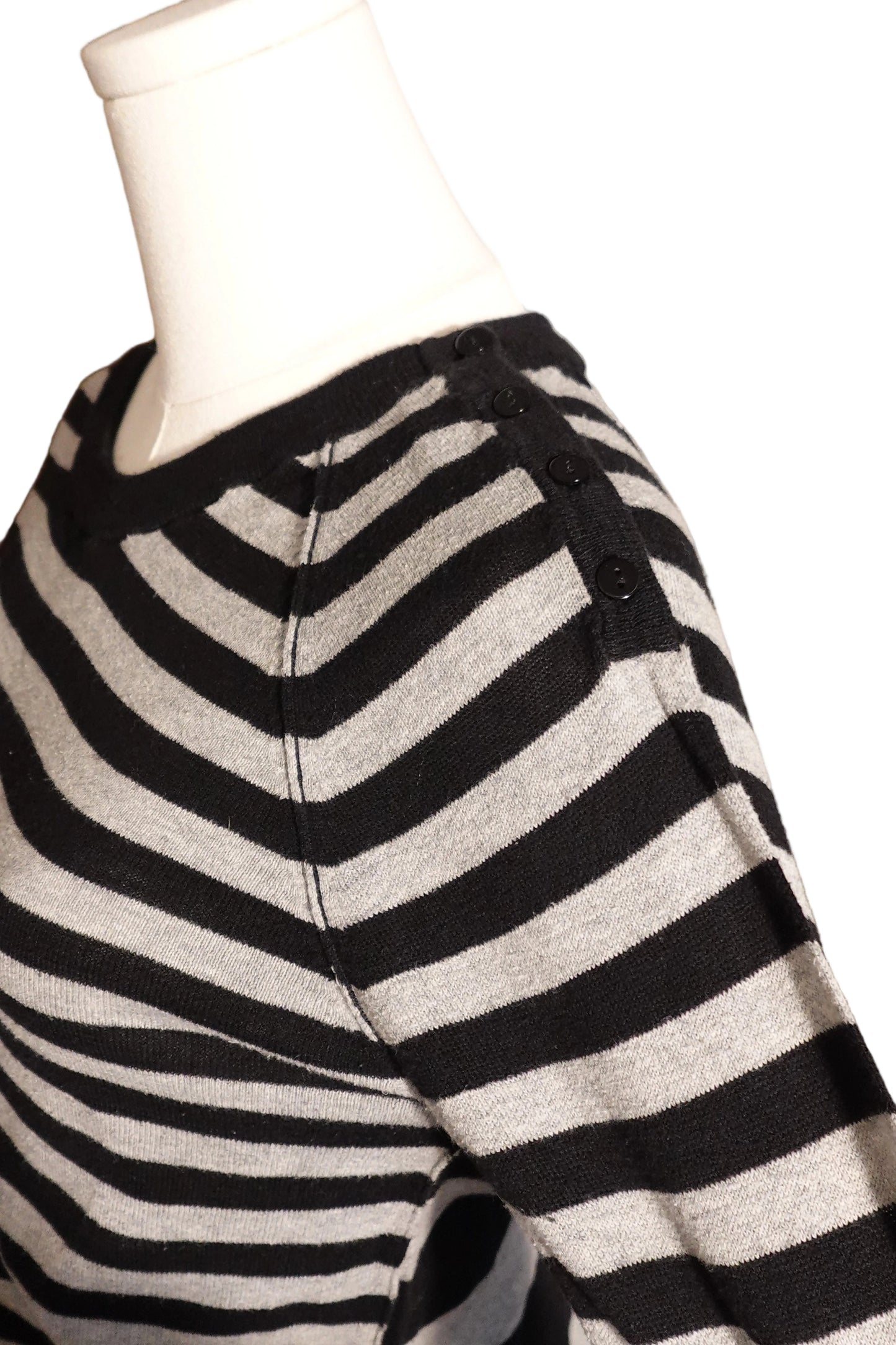 Black & Grey Striped Knit Top (M)