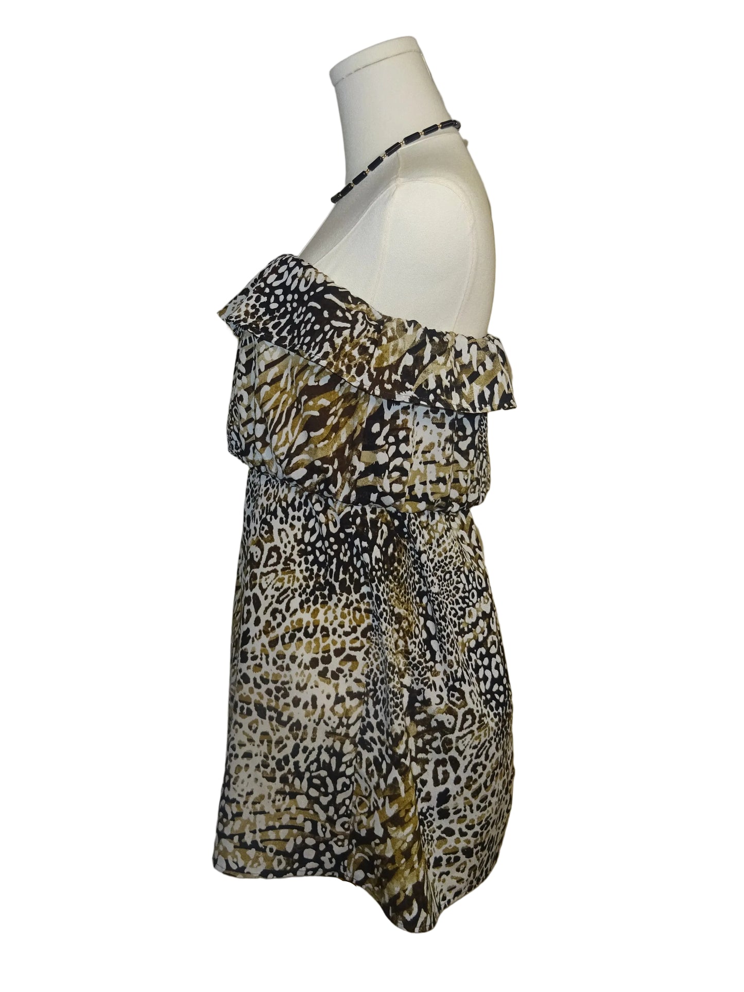 Animal Print Strapless Dress-M