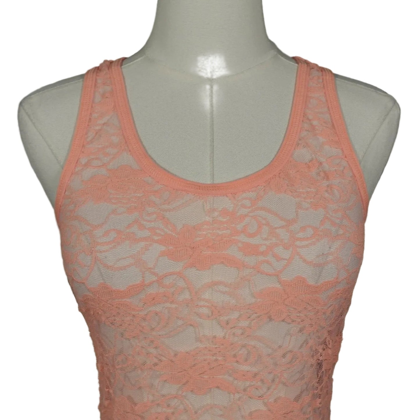 Coral Lace Racerback Tank Top-M