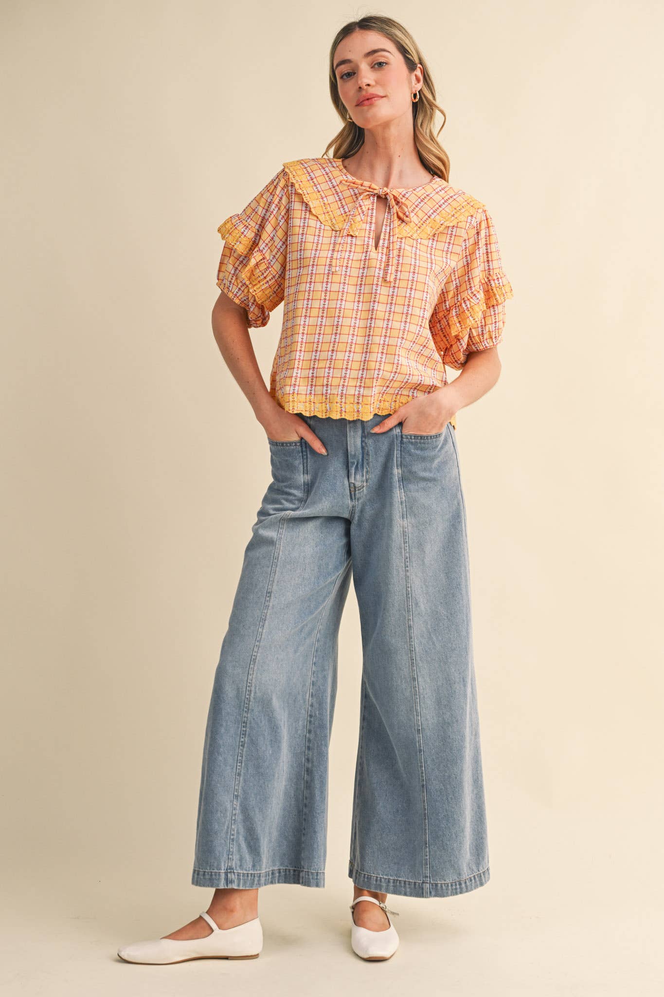 Honey Harvest Plaid Top