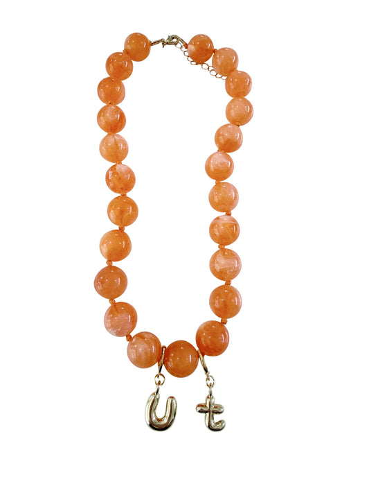 PREORDER UT Orange Bubble Beaded Necklace
