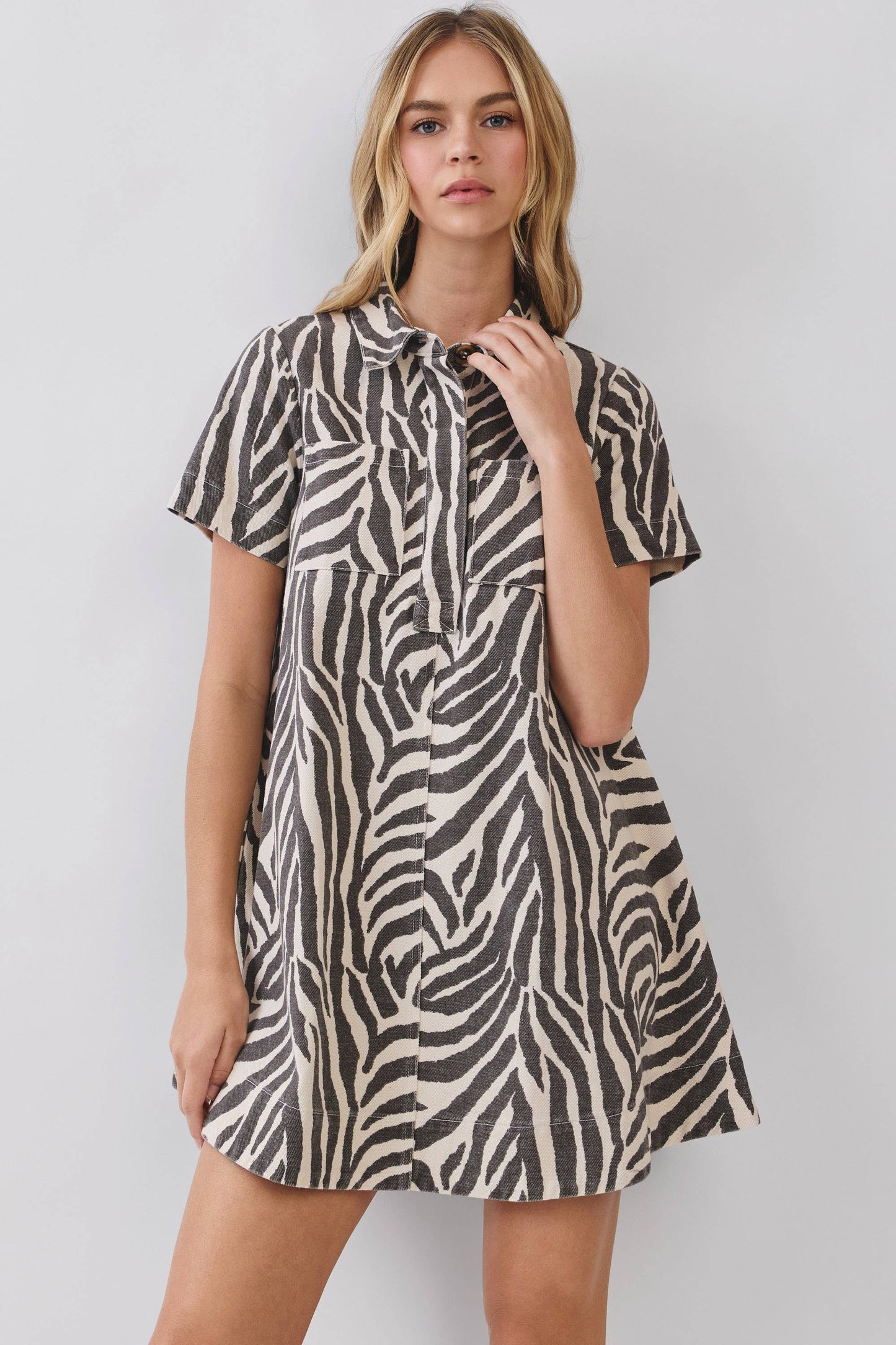 PREORDER Wild Side Mini Button Down Dress