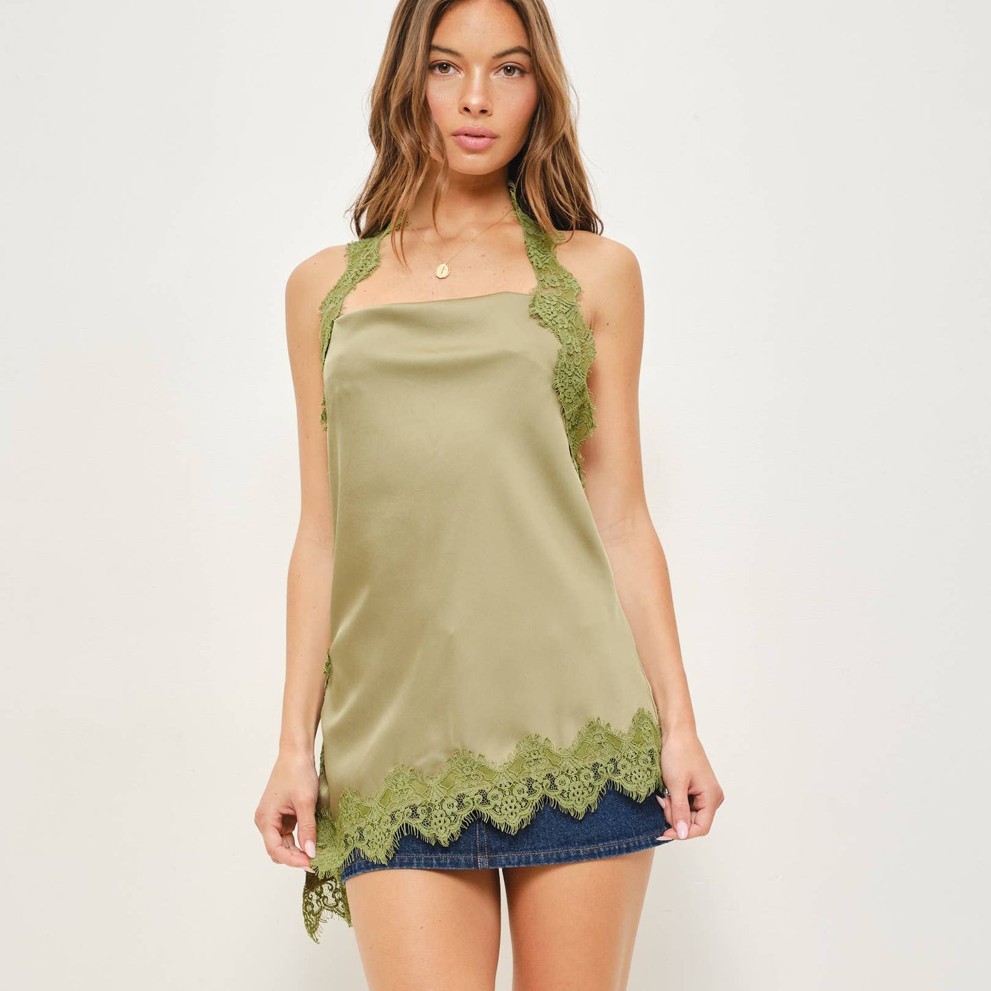 Diana Lace Satin Tunic Top