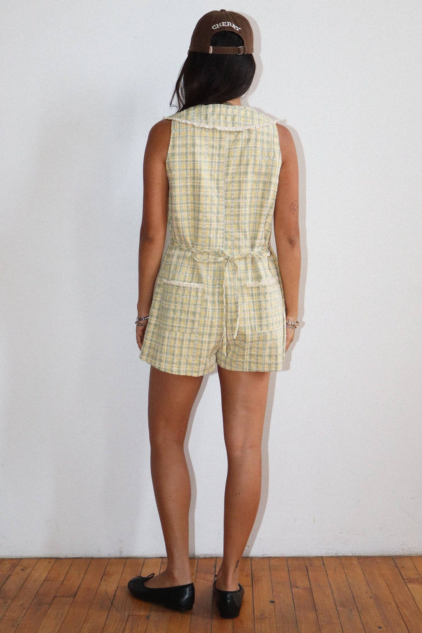 PREORDER Plaid Button Front Romper