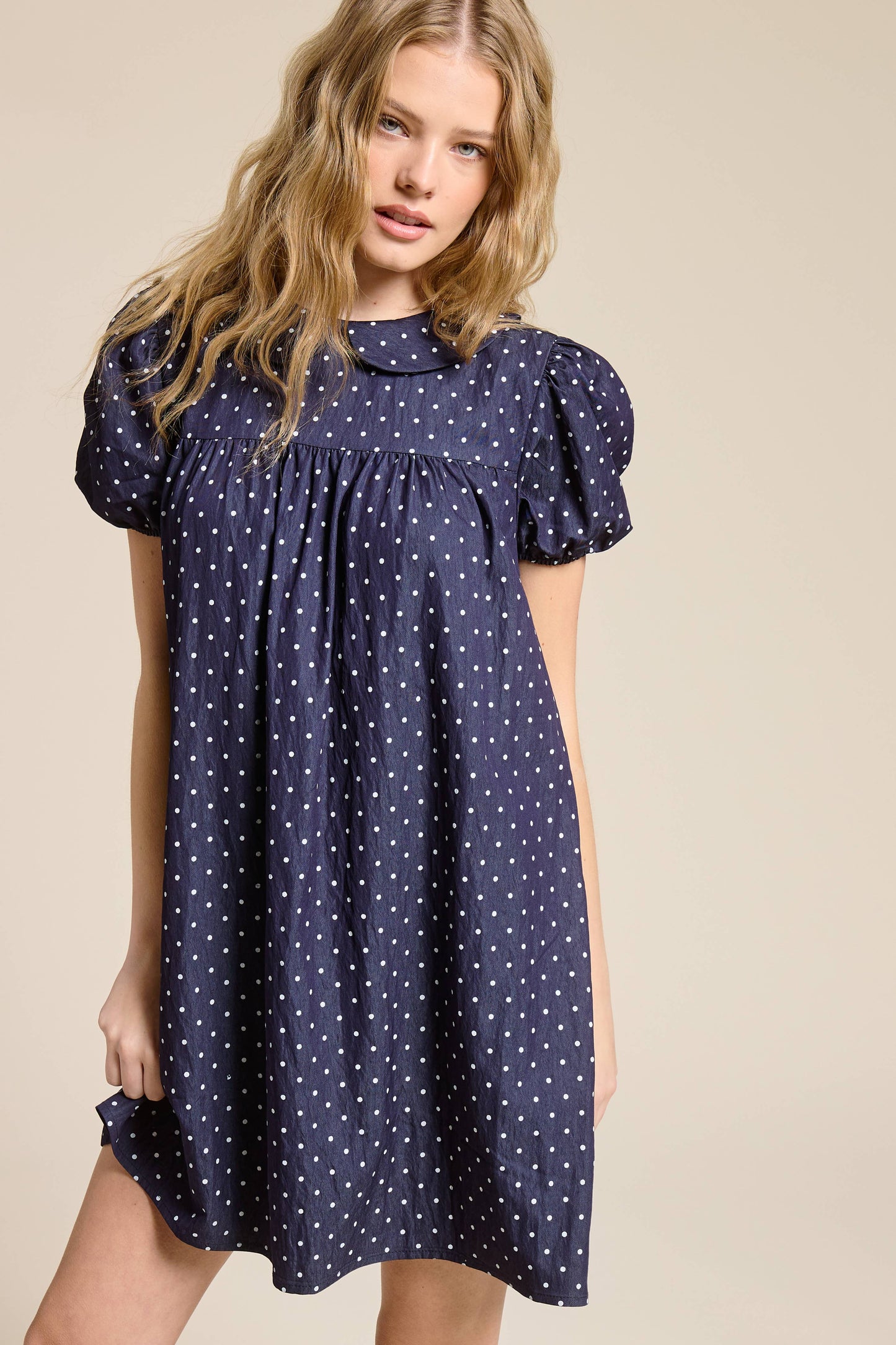 Polka Dot Babydoll Mini Dress